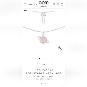 APM Monaco Pink Planet Adjustable Necklace